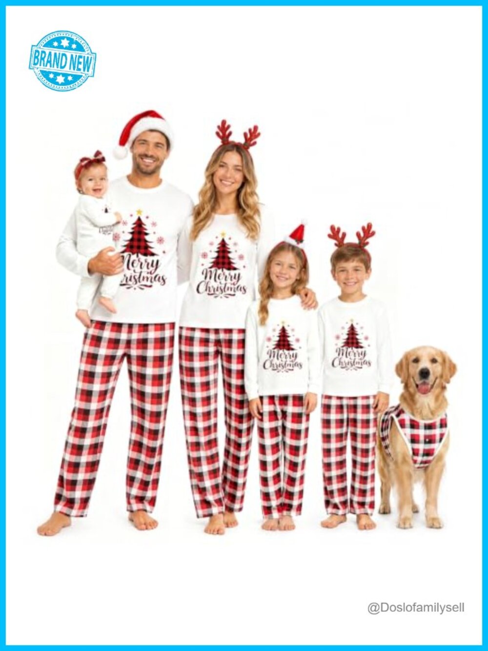Matching Family Christmas Pajama Set Cotton Long Sleeve 2 Piece Sleepwear